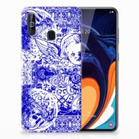 Silicone Back Case Samsung Galaxy A60 Angel Skull Blauw - thumbnail