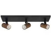 Highlight OpbouwspotPiccolo zwart met messing 3-lichts recht - S7443.38 - thumbnail