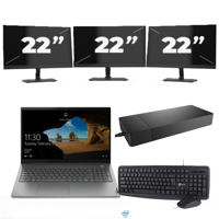 Lenovo ThinkBook 15 G2 ITL - Intel Core i5-11e Generatie - 15 inch - 16GB RAM - 256GB SSD - Windows 11 Home + 3x 22 inch Monitor - thumbnail