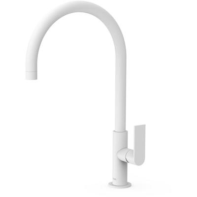 Keukenkraan Tres Loft | Opbouw | 360° Draaibaar | Mengkraan | 1-hendel | Rond | Wit mat
