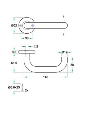 Krukgarn CHASE PL rvs mat Miva WC 8mm noodontgr.