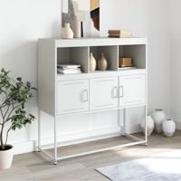 Dressoir 100,5x39x107 cm staal wit - thumbnail