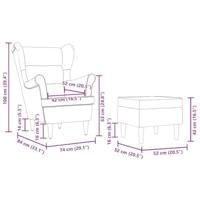 Fauteuil met voetenbankje stof lichtgrijs - thumbnail