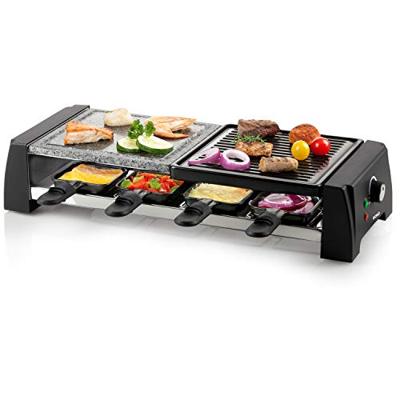 DOMO DO9190G Grill Anti-aanbaklaag, Controlelampje, 8 pannen, Grillfunctie, Met grillsteen, Met handmatige temperatuursinstelling Zwart, Grijs
