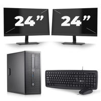 HP EliteDesk 800 G1 Tower - Intel Core i7-4e Generatie - 16GB RAM - 256GB SSD - Windows 10 + 2x 24 inch Monitor - thumbnail