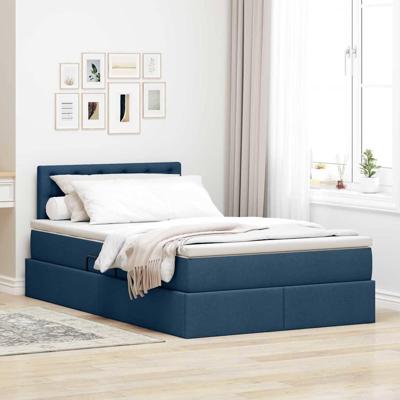 Opbergbed met matras met matras Blauw 120 x 200 cm Bewerkt hout