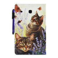 Samsung Galaxy Tab E 8.0 inch / T377 horizontaal Kat en vlinders patroon PU leren Flip Hoesje met houder, slaap / ontwaak functie en opbergruimte voor - thumbnail
