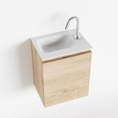 MONDIAZ OLAN 40cm toiletmeubel washed_oak. LEX wastafel talc links 1 kraangat