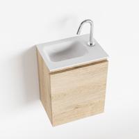 MONDIAZ OLAN 40cm toiletmeubel washed_oak. LEX wastafel talc links 1 kraangat - thumbnail