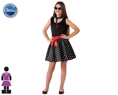 Kostuums voor Kinderen Jaren 60 Zwart - Maat: 7-9 Jaar - Maat: 7-9 Jaar