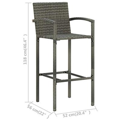 Barkrukken 4 st poly rattan grijs - thumbnail