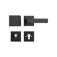 AXA AXA Edge set veiligheidsbeslag voordeur vierkante knop/kruk met kerntrekbeveiliging SKG3 - aluminium/zwart - thumbnail