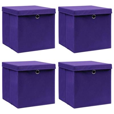 Opbergboxen met deksel 4 st 28x28x28 cm paars Opbergboxen met deksel 4 st 28x28x28 cm paars