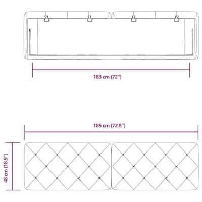 Hoofdbordkussen 180 cm fluweel lichtgrijs Hoofdbordkussen 180 cm fluweel lichtgrijs
