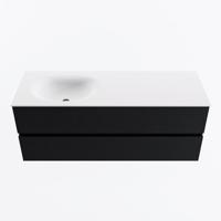 MONDIAZ VICA 130cm badmeubel onderkast Urban 2 lades. Wastafel MOON links 1 kraangat, kleur Talc. - thumbnail