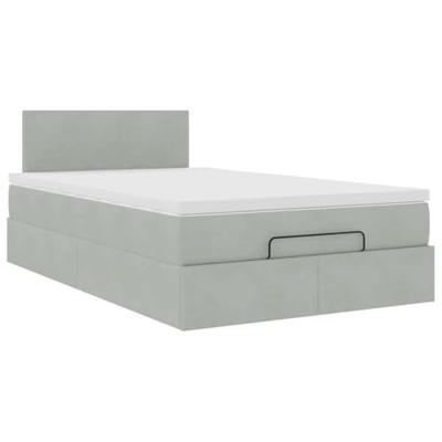 Ottoman bed met matras 120x200 cm fluweel lichtgrijs