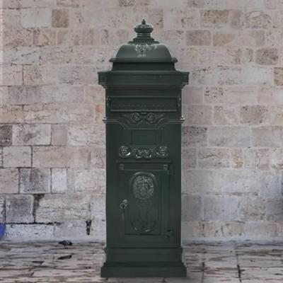 VidaXL Pilaar brievenbus vintage stijl roestbestendig aluminium groen