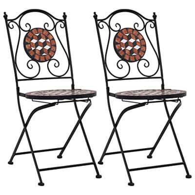 VidaXL Mozaïek klapstoelen, 2 stuks, bruin keramiek VidaXL Mozaïek klapstoelen, 2 stuks, bruin keramiek