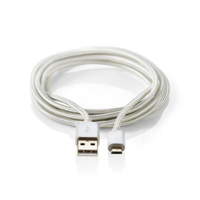 USB 2.0-Kabel voor Synchroniseren en Opladen | Verguld 3,0 m | USB A Male naar Micro-USB B Male-Kabel | Voor Aansluiten van Smartphones en Mobiele Apparaten