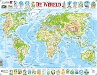 Larsen legpuzzel kaart wereld - geografisch, 80st. - thumbnail