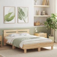 Bedframe met hoofdeinde bewerkt hout sonoma eiken 135x190 cm - thumbnail