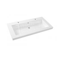 Wastafel Wiesbaden Vision 100x46 Wit (2 kraangaten) - thumbnail