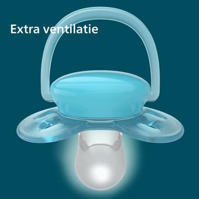 Set met 2 zachte Philips AVENT zachte fopspenen 2de leeftijd groenblauw - thumbnail