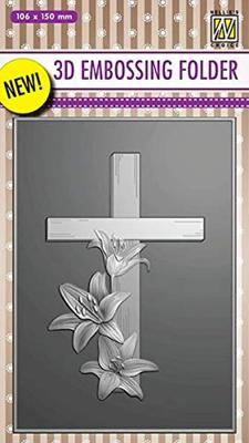Nellie's Choice • 3d embossing folder kruis met lelies 10,6x15 cm