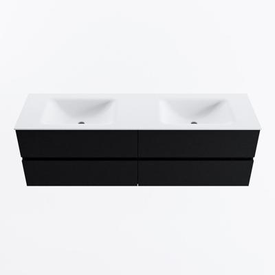 MONDIAZ VICA 160cm badmeubel onderkast Urban 4 lades. Wastafel CLOUD dubbel 2 kraangaten, kleur Talc.