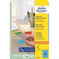 Avery afneembare gekleurde etiketten ft 63,5 x 33,9 mm (b x h), 480 stuks, 24 per blad, blauw - thumbnail