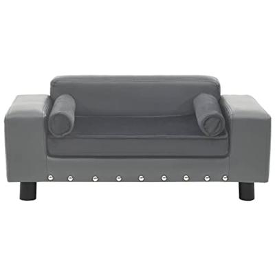 VidaXL Hondenbank 81x43x31 cm pluche en kunstleer grijs