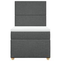 Boxspring met matras stof donkergrijs 90x190 cm - thumbnail