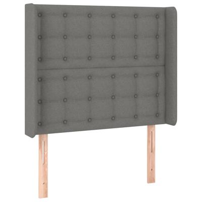 Hoofdbord met randen 163x16x78/88 cm stof donkergrijs - thumbnail
