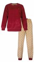 Irresistible dames pyjama Velours - Red stars - warme winter dames pyjama - thumbnail