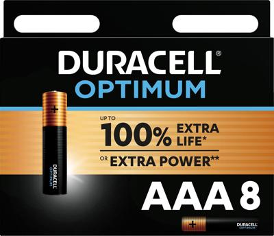 Duracell Optimum Alkaline AAA 8 pack LR03