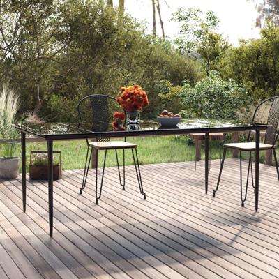 Tuintafel 200x100x74cm staal en gehard glas zwart