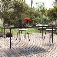 Tuintafel 200x100x74cm staal en gehard glas zwart - thumbnail