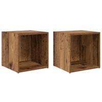 TV-kast met opslag 2 pcs Bruin 37 x 35 x 37 cm Bewerkt hout - thumbnail