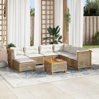 8-delige Loungeset met kussens poly rattan beige - thumbnail