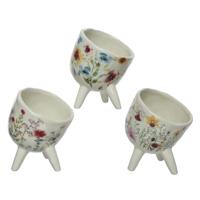 Bloempot dolomiet H11,4cm m.bloemmotief - thumbnail