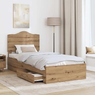 Bedframe met hoofdeinde Artisan Eiken 90 x 200 cm Bewerkt hout