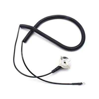 Quadrios ESD-aardingskabel 3.00 m Klem, Drukknop 10 mm, Ringkabelschoenaansluiting