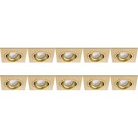 Spot Armatuur 10 Pack - Pragmi Borny Pro - GU10 Inbouwspot - Vierkant - Goud - Aluminium - Kantelbaar - 92mm - thumbnail
