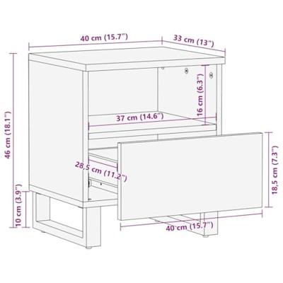 Nachtkastje 40x33x46 cm massief mangohout zwart Nachtkastje 40x33x46 cm massief mangohout zwart