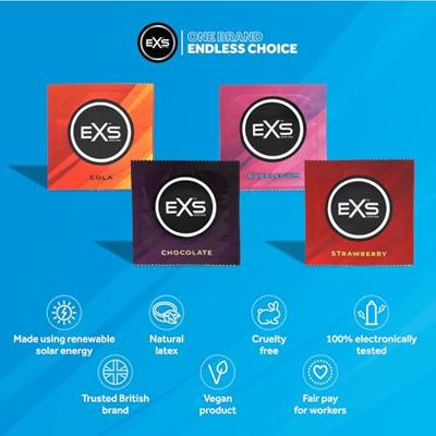 EXS Mixed Flavoured - Condooms In De Smaken Cola, Bubblegum, Aardbei En Chocolade 48 stuks