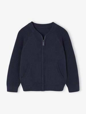 Teddy vestje voor jongens met lange mouwen marineblauw