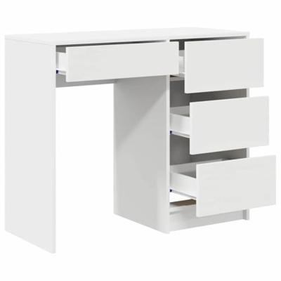Bureau met lade met plank Wit 90 x 37,5 x 75 cm Bewerkt hout