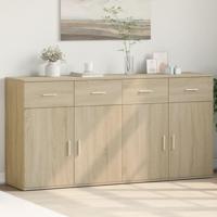 Dressoirs 2 st 79x38x80 cm bewerkt hout sonoma eikenkleurig - thumbnail