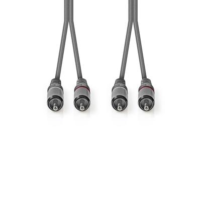 Stereo audiokabel | 2x RCA male - 2x RCA male | 3,0 m | Grijs