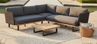 Massarosa lounge corner set anthracite alu/rope anthracite/acacia teak look Eurofar - Eurofar - thumbnail